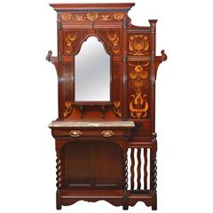 Antique Art Nouveau Mahogany Hall Stand by J. Shoolbred