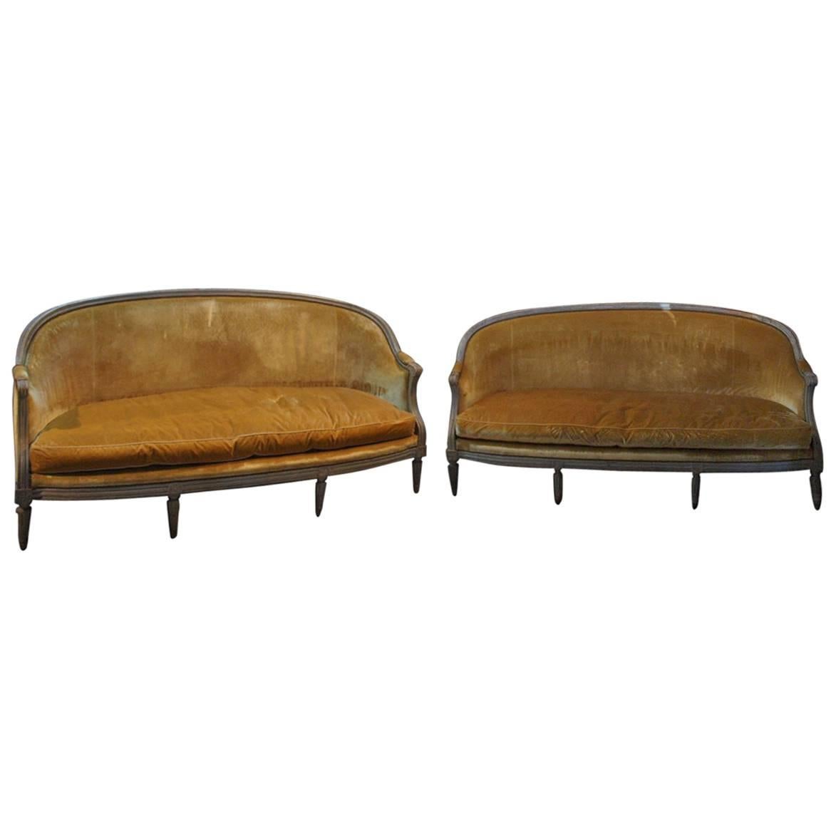 Exceptional Pair of 19th Century French Louis XVI Style Banquettes