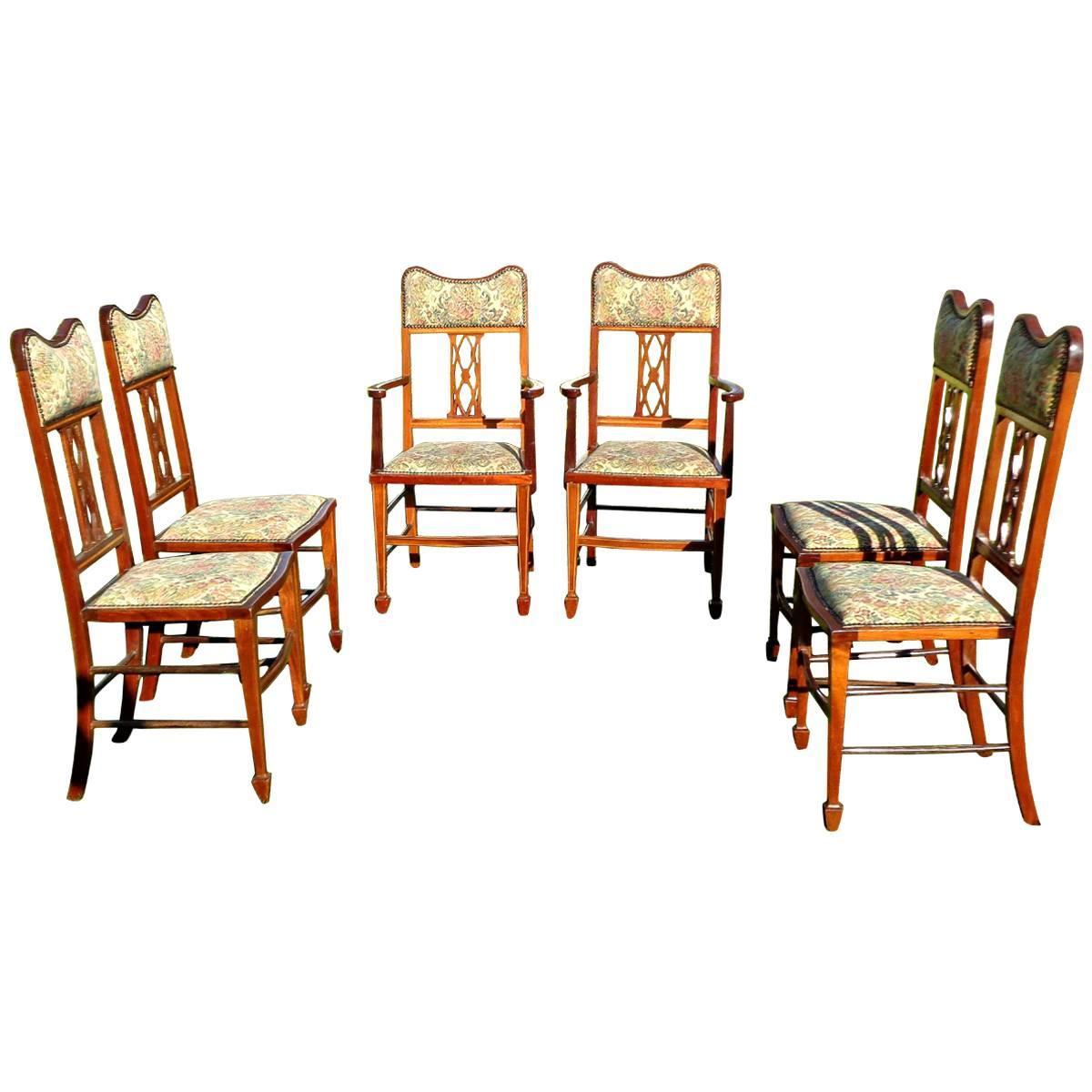 Beautiful Set of Six Edwardian Dining Chairs For Sale