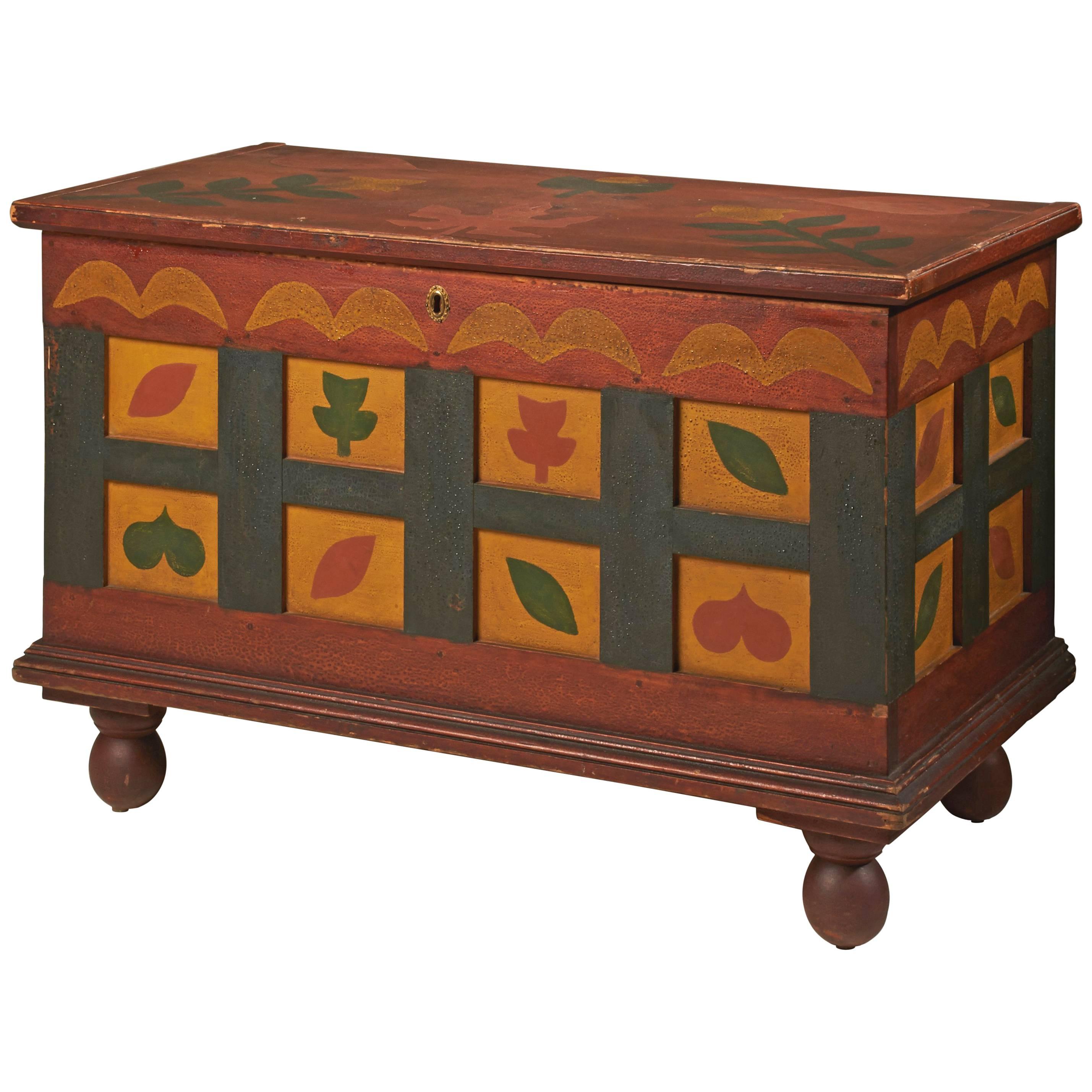 Pennsylvania Polychrome-Painted and Stenciled Blanket Chest For Sale