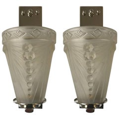 Antique Pair of French Art Deco Sconces by Schneider