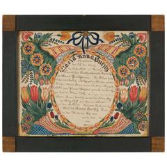 Pennsylvania Birth and Baptismal Fraktur for Maria Anna Hursch