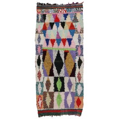 Vintage Berber Boucherouite Azilal Moroccan Rug with Boho Chic Style 9