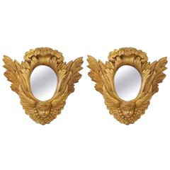 Pair of Decorator Giltwood Winged Cherub Mirrors 11