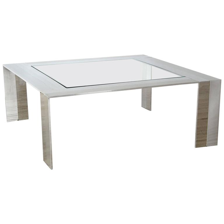 Brushed And Polished Stainless Steel Glass Coffee Table For Brushed And Polished Stainless Steel Glass Coffee Table For
