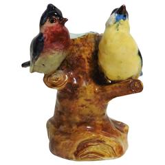 Vase Oiseaux sur coffre en majolique Jerome Massier, vers 1900