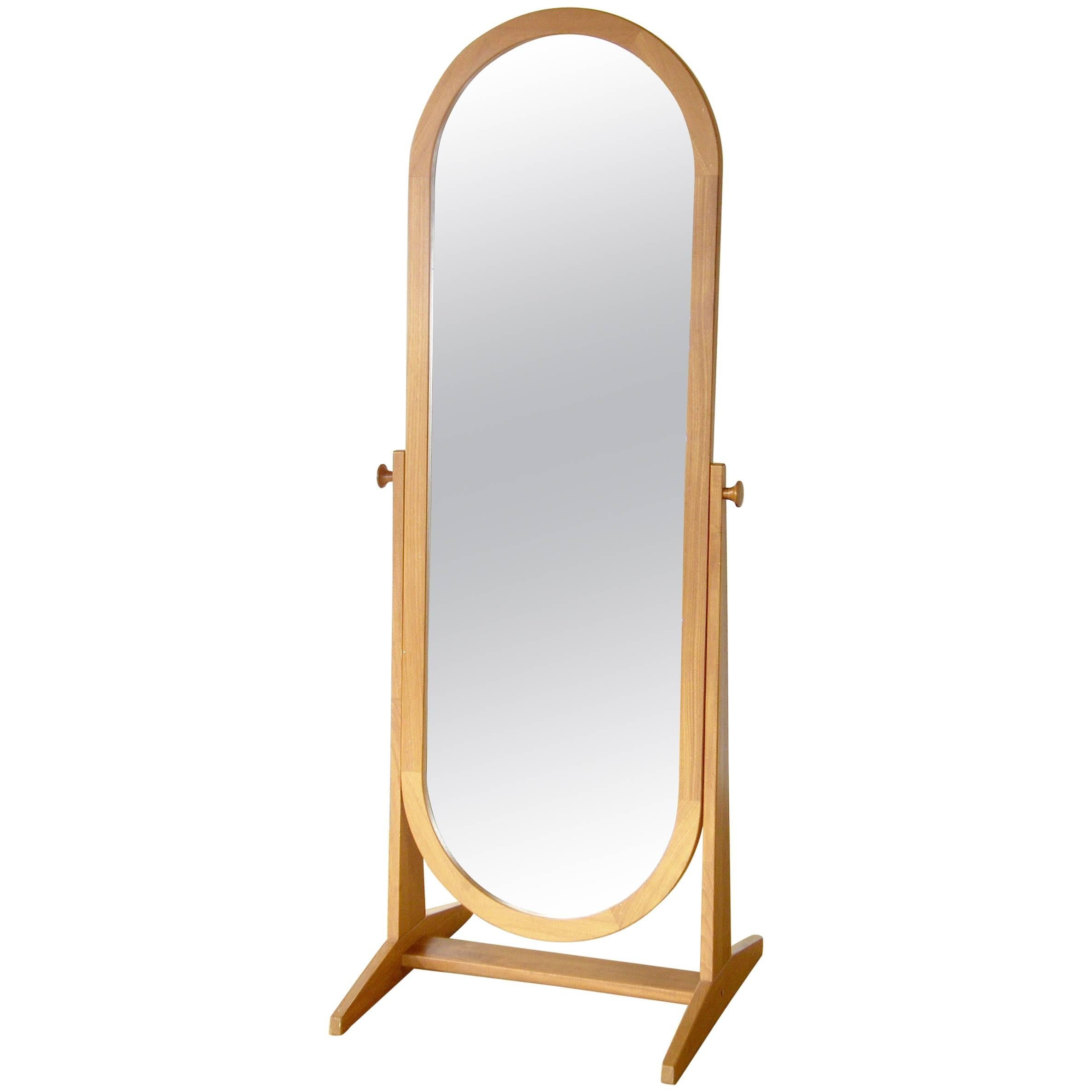 Pedersen & Hansen Teak Cheval Floor Mirror with Adjustable Position