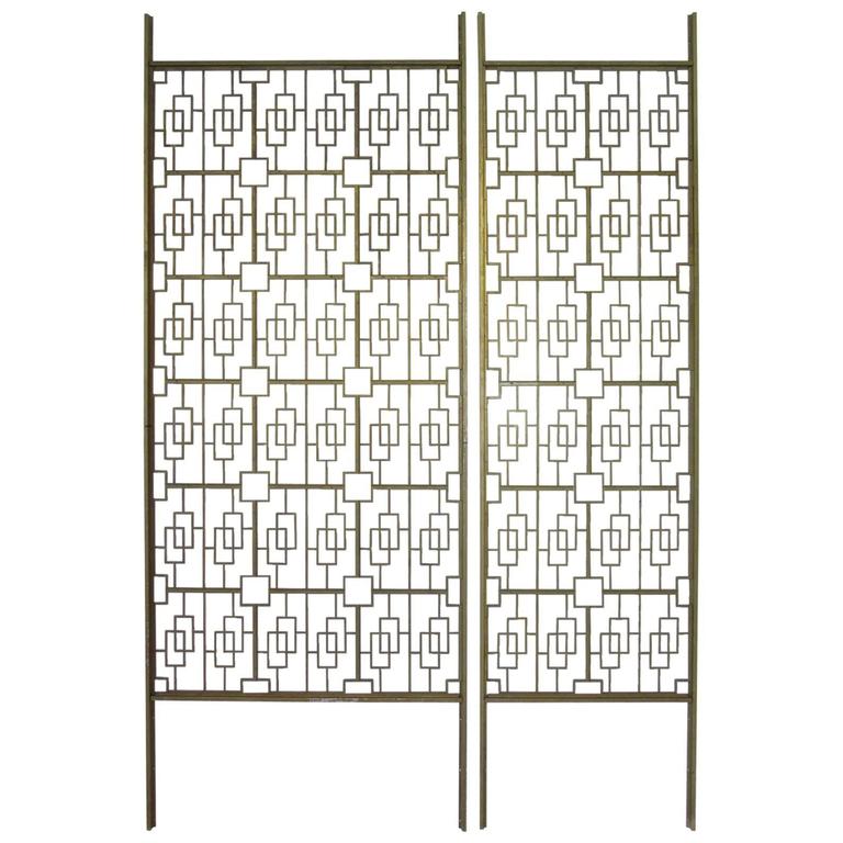Architectural Brass Toned Decorative Room Divider or Screen at 1stDibs