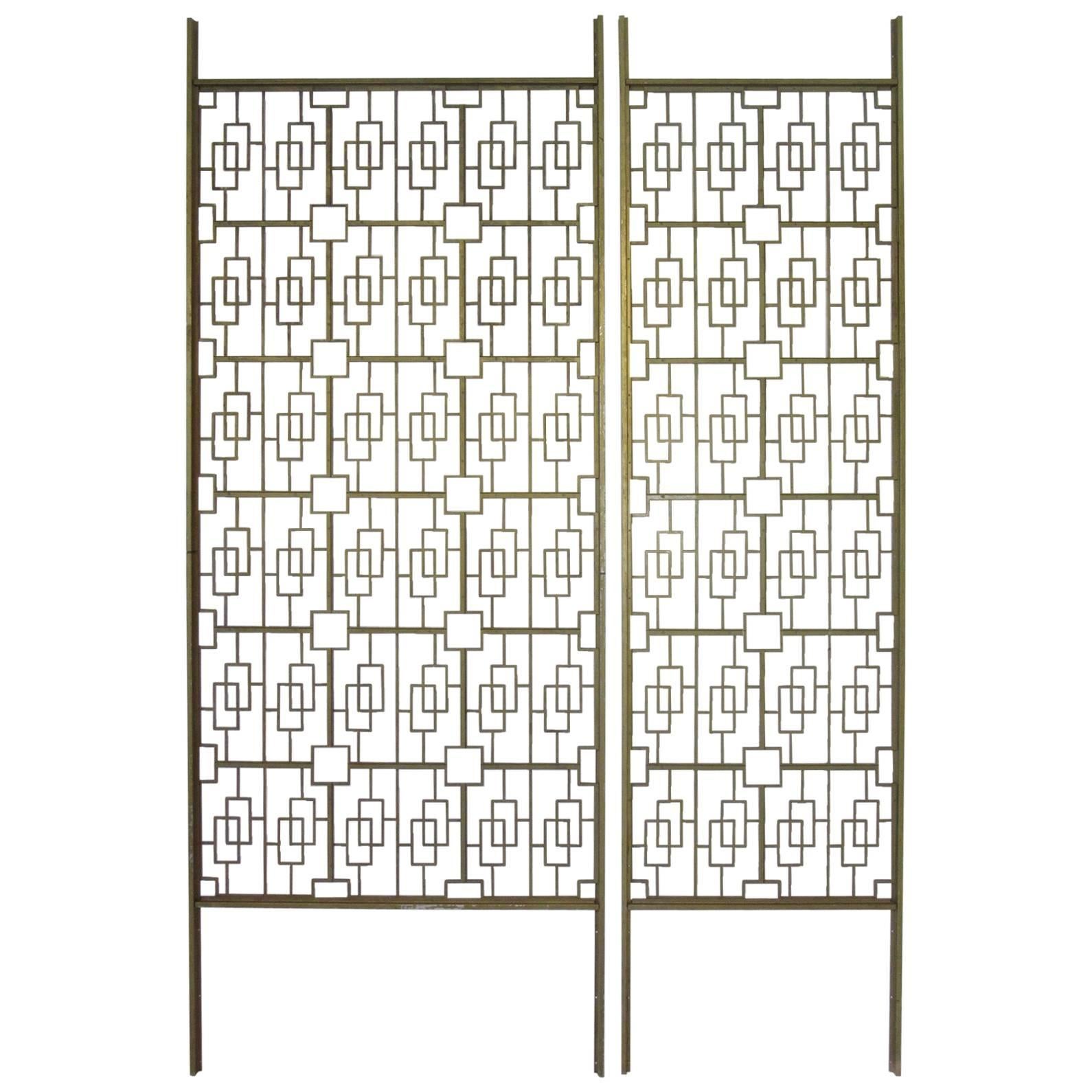 Architectural Brass Toned Decorative Room Divider or Screen