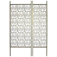 Architectural Brass Toned Decorative Room Divider or Screen