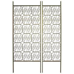 Architectural Brass Toned Decorative Room Divider or Screen