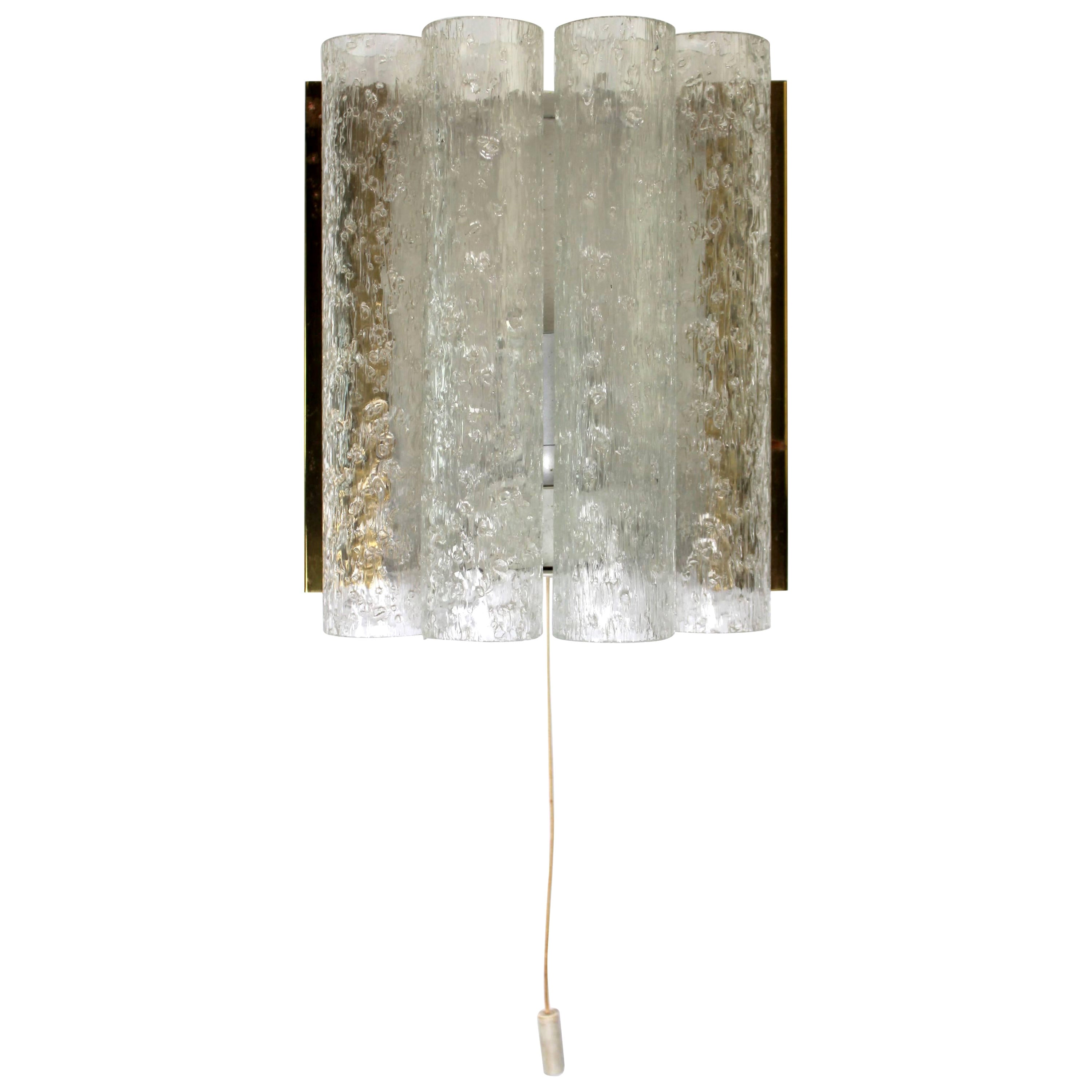 Doria Murano Ice Glass Tube Wall Light, 1960s For Sale