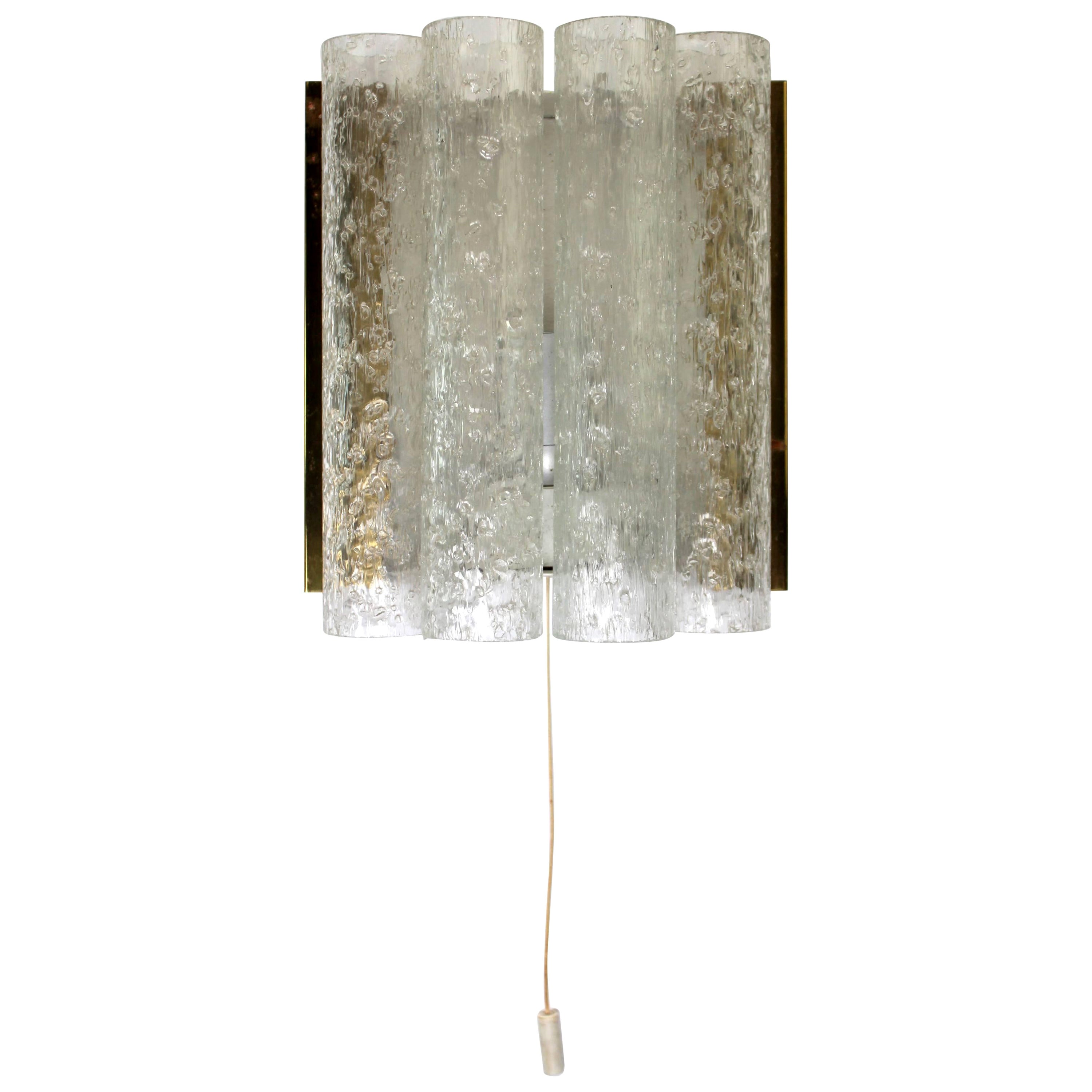 Doria Murano Ice Glass Tube Wall Light, 1960s