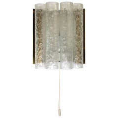 Doria Murano Modernist Textured Ice Glass Wall Light, 1960s