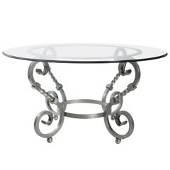 Polished Steel and Glass Table