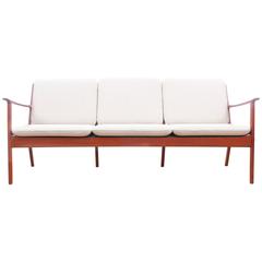 Mid-Century Modern Sofa Three Seats by Ole Wanscher Model PJ112