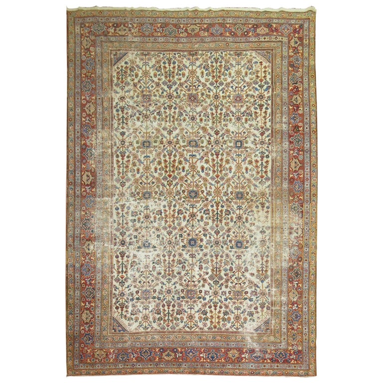 Worn Persian Mahal Rug For Sale at 1stdibs