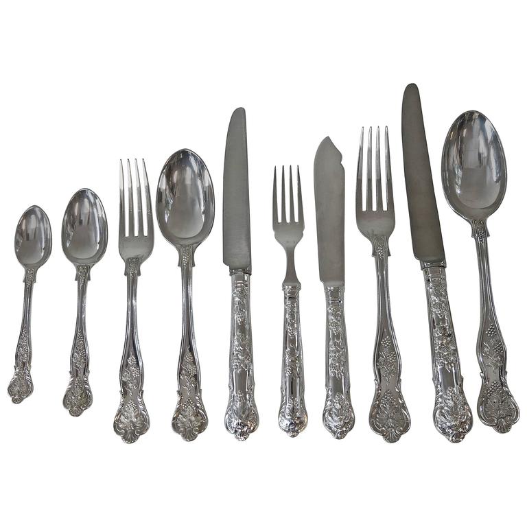 Bright Vine Pattern, Sterling Silver Flatware Set by CJ Vander For Sale