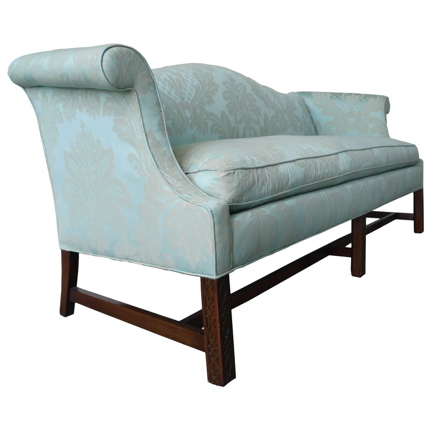 20th Century Chinese Chippendale Style Camelback Sofa