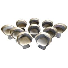 Vintage Superb Set of Ten Nickel-Plated Metal Dining Chairs by Warren Platner for Knoll