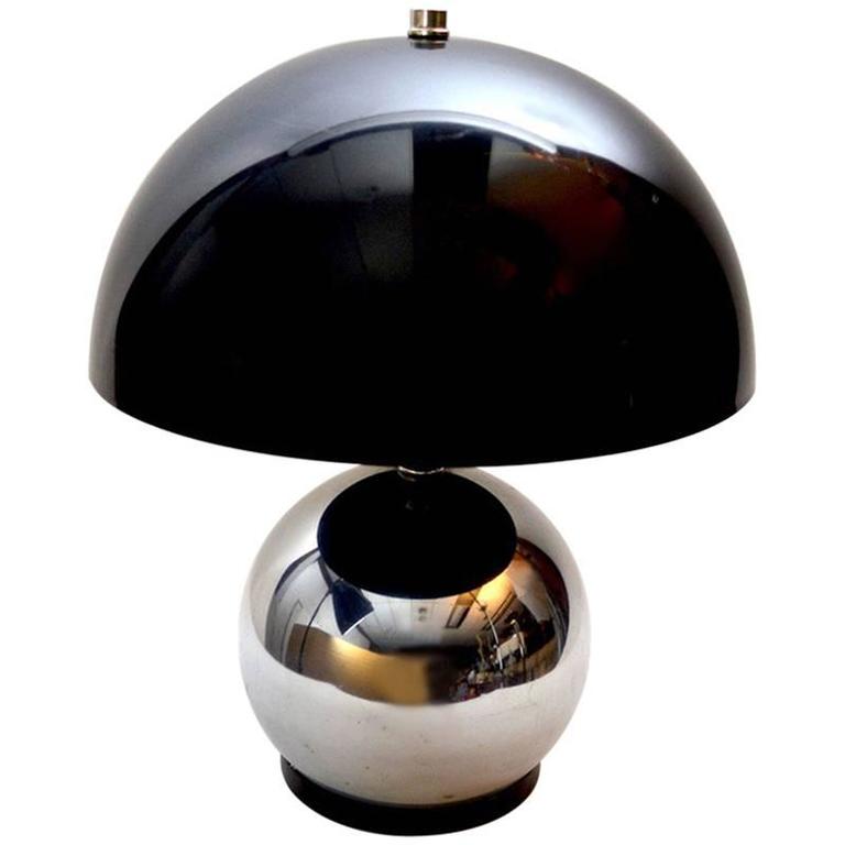 Chrome Ball Lamp With Grey Lucite Shade For At 1stdibs Chrome Ball Lamp With Grey Lucite Shade For