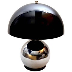 Chrome Ball Lamp with Grey Lucite Shade