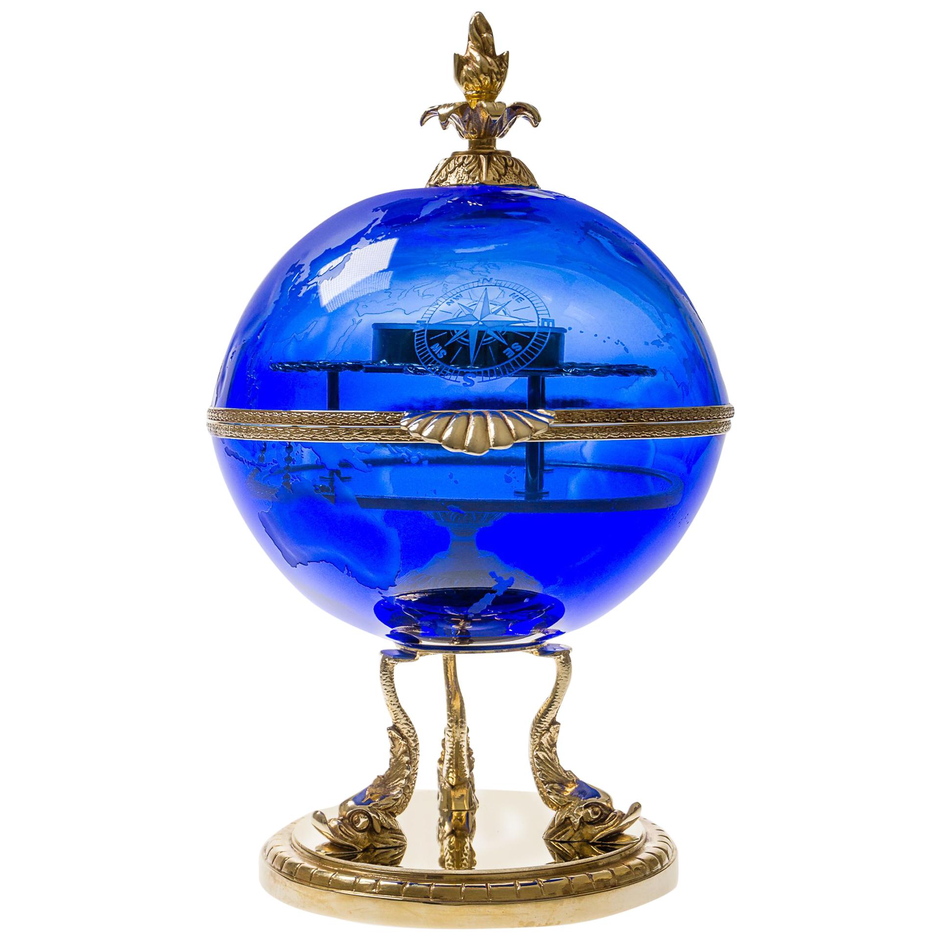 Blue Crystal Vodka & Caviar Cave With Covered 22-Carat Gold, Oriental-Style For Sale