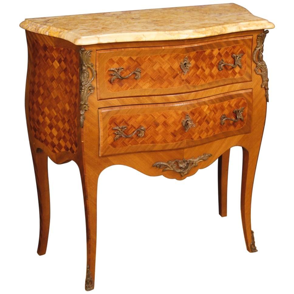 20th Century French Inlaid Dresser in Louis XV Style with Marble Top