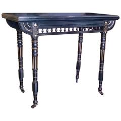 Victorian Aesthetic Movement Ebonized and Gilt Decorated Card Table