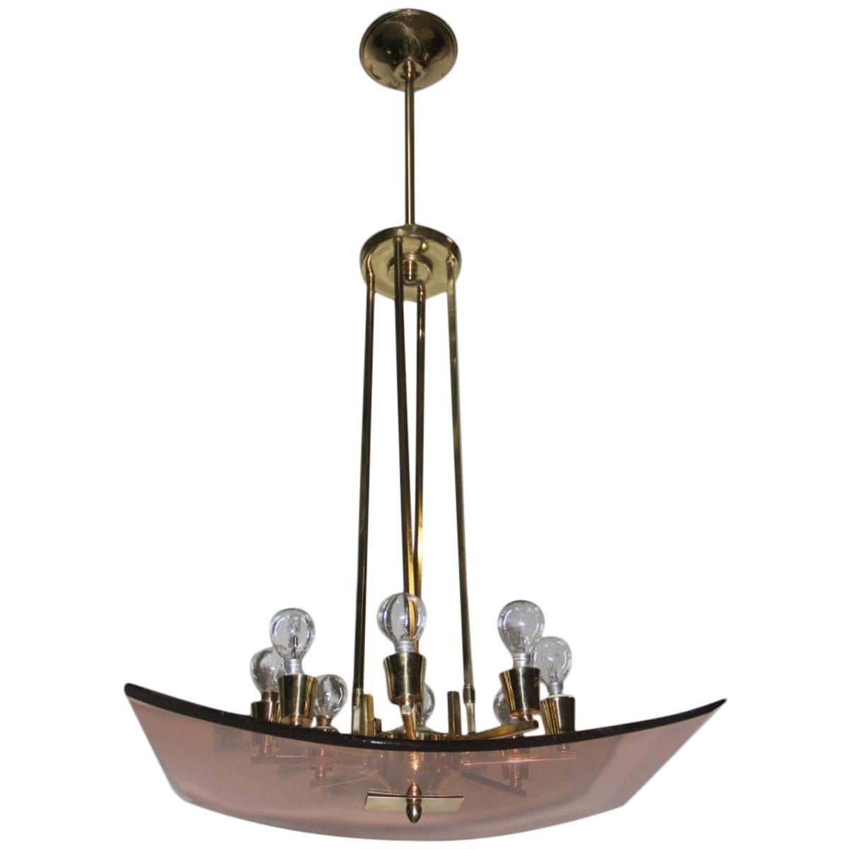 Lampadario moderno di metà secolo Italiano 1940 Attribuito a Pietro Chiesa Fontana Arte