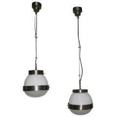 Pair of Delta Ceiling Lamp Round Artemide Sergio Mazza Italian Design, 1960s