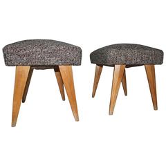Pair of 1950s Stools with Geometric Cut Italian Design 12