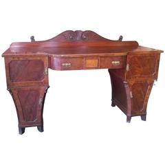 Antique Regency Mahogany Pedestal Breakfront Sideboard