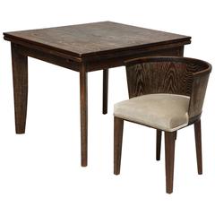 Majorelle Deco Cerused Oak Game Dining Table Mid-Century France, 1930s-1940s