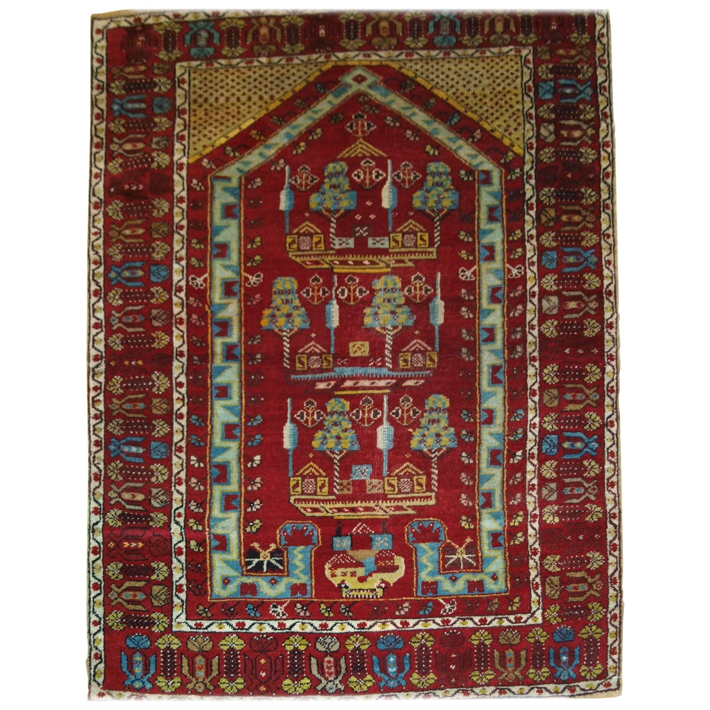 Antique Anatolian Kirsehir Village Prayer Rug of Traditional Design, circa 1900 For Sale