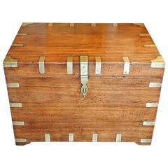 Antique Brass Bound Campaign Trunk