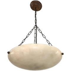 Early 20th Century White Alabaster 'Moonlight' Pendant or Ceiling Lamp