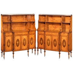 Antique Pair of Late 19th Century Satinwood Dwarf Cabinets