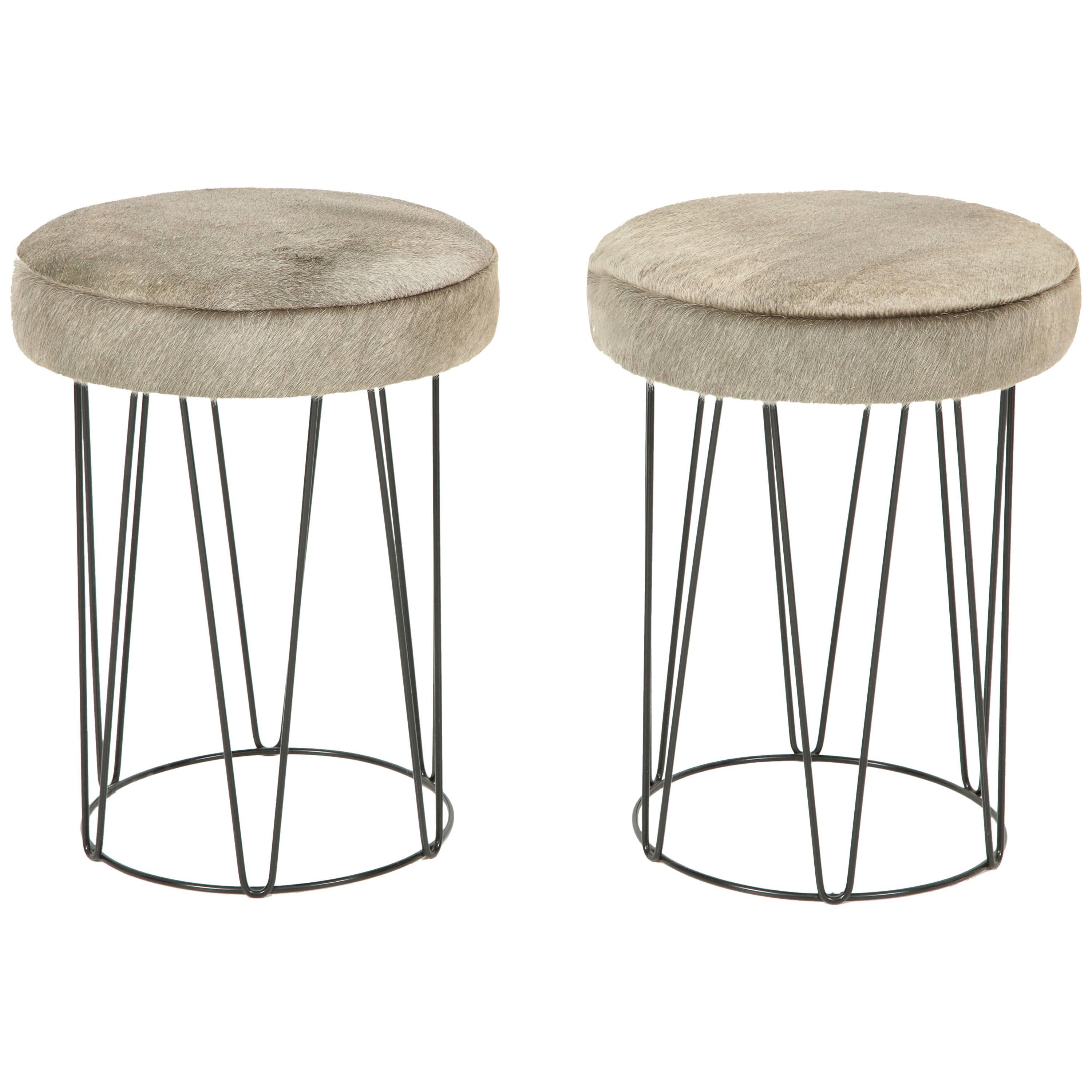 Pair of Wrought Iron Stools