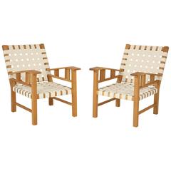 Francis Jourdain Webbed Oak Chairs