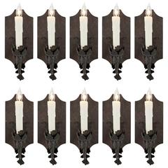 Ten French Iron Single Arm Sconces 8