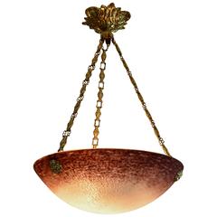 Degue French Art Deco Pendant Chandelier, Late 1920s 2