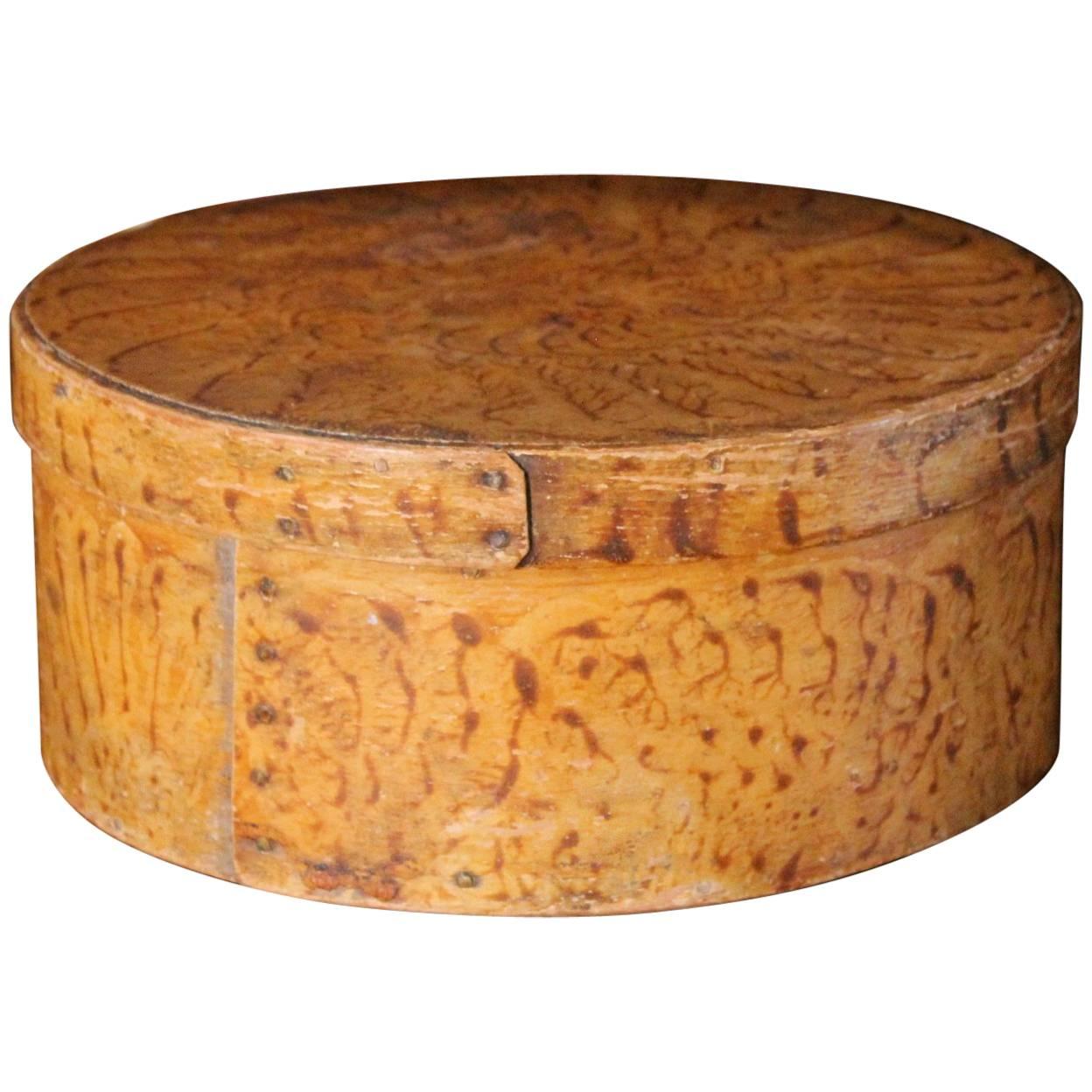 Grain-Painted Maple and Pine Round Covered Storage Box