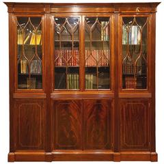 19th Century Mahogany Inlaid Small Library Bookcase