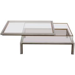 Maison Jansen Sliding Top Coffee Table in Brass and Chrome 11