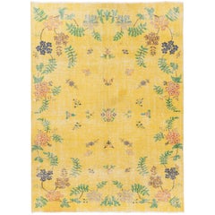 Exquisite Turkish Deco Rug in Canary Yellow Color