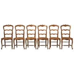 Country French Oak Ladderback Dining Chairs