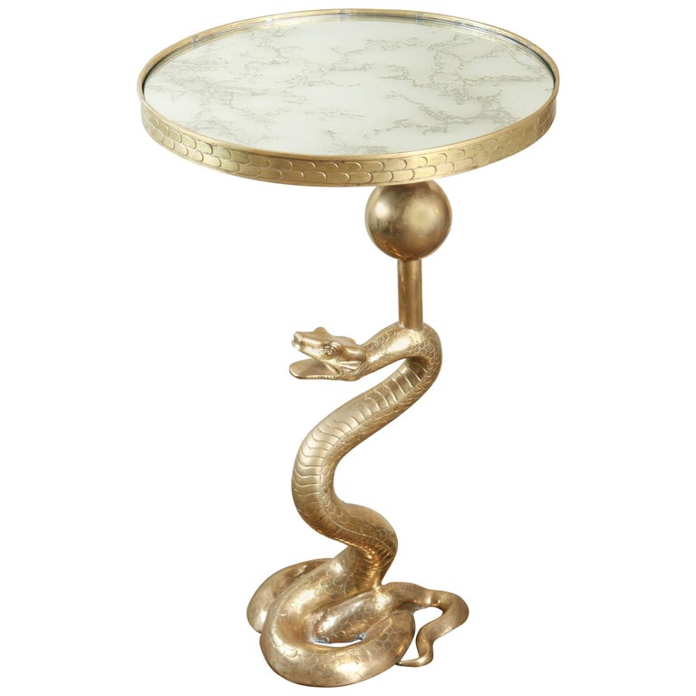Serpent Side Table with Mirrored Top For Sale at 1stDibs