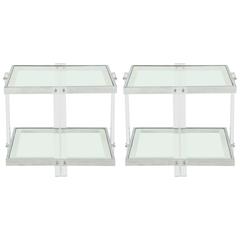 Pair of Side Tables, Chrome/Lucite
