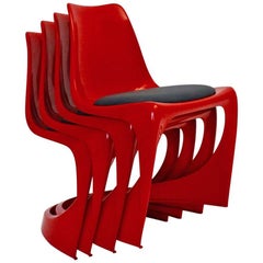Space Age Red Plastic Vintage Dining Chairs Steen Ostergaard, 1966, Denmark